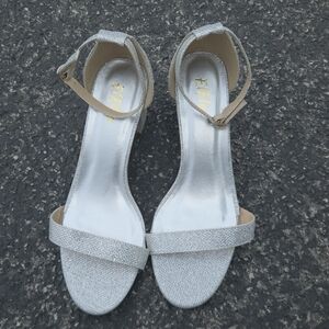 ElElax Silver Ankle-Strap Heels